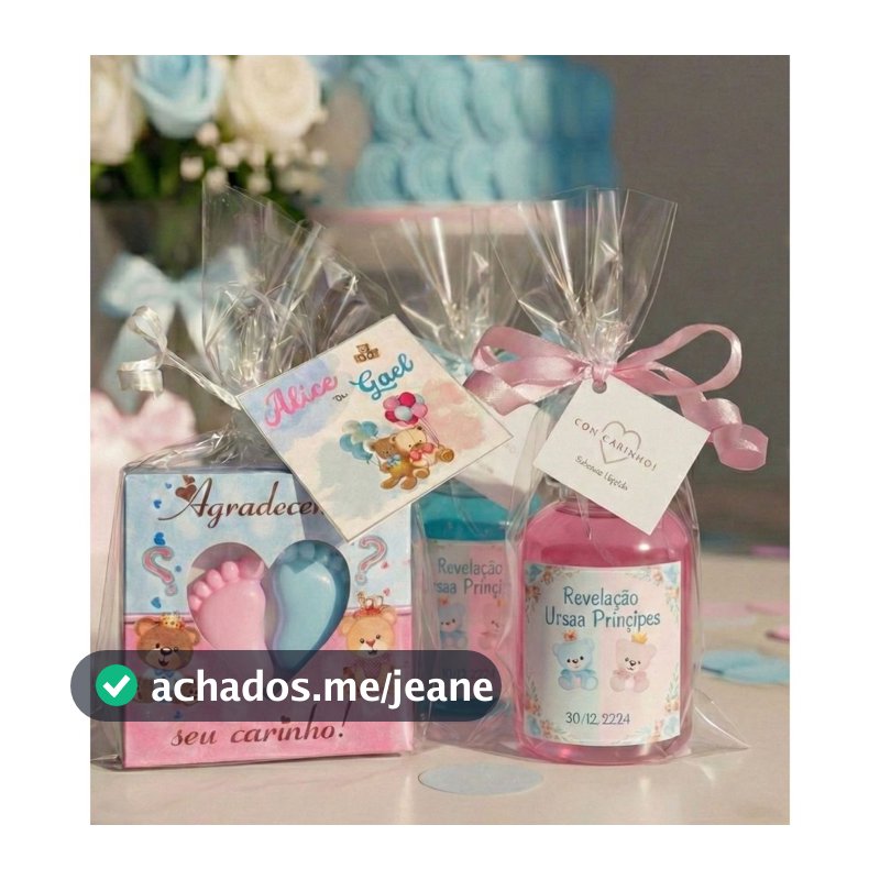 Kit 40 Lembrancinhas 20 Caixinhas e 20 Sabonete Liquido Cha de Bebe Maternidade PERSONALIZADAS