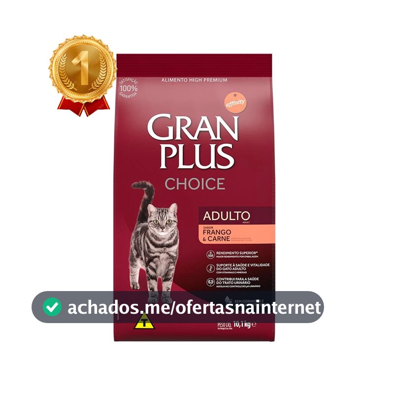 Ração GranPlus Choice Gatos Adultos Frango e Carne 10,1kg