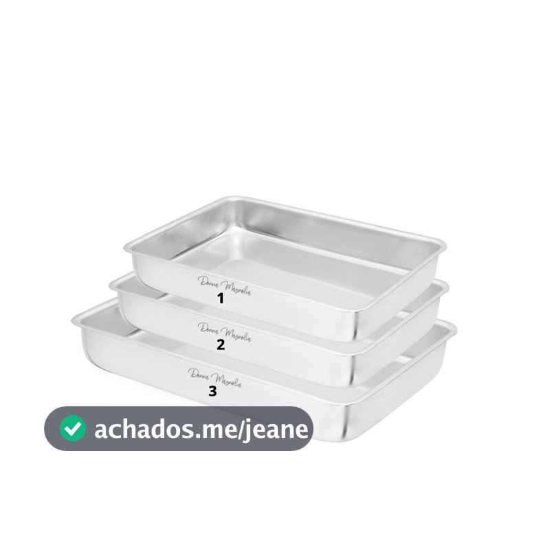 JOGO 3 Forma Assadeira Bolo RETANGULAR  1 - 2 - 3 Aluminio -  E68
