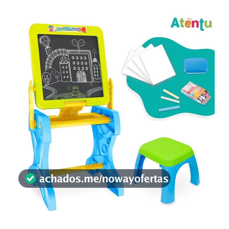 Mesa Infantil Lousa Mágica Mesinha Interativa de Desenho C/ Banco