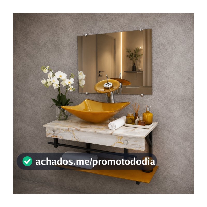 Gabinete De Vidro 50cm Apx Com Cuba Quadrada Cores Variadas