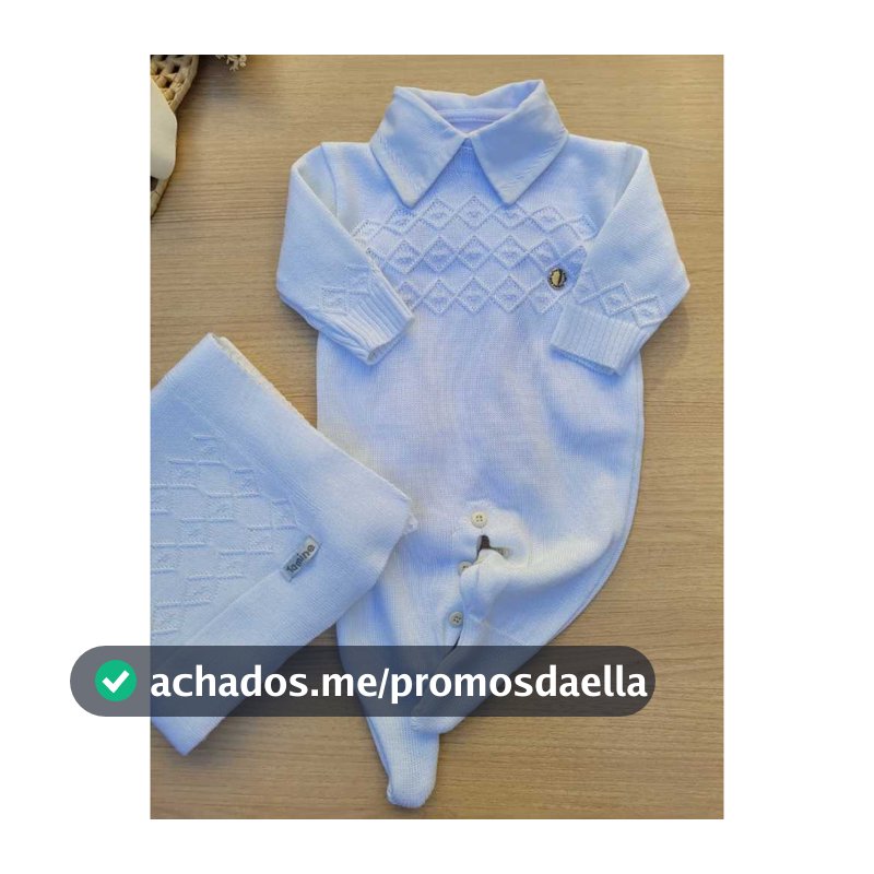 Saída de maternidade de menino em tricot branca macacão charles 3 peças