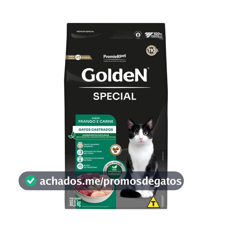 Ração Golden Special Premium para Gatos Castrados Frango e Carne 10,1kg