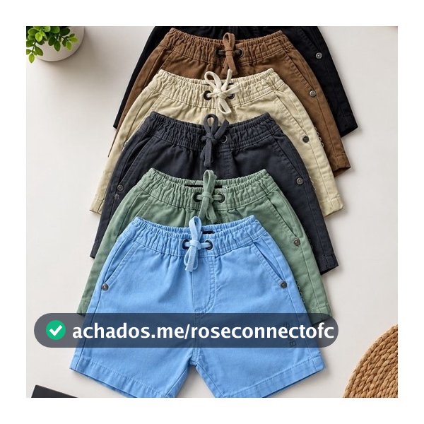 Short infantil de sarja modelo mauricinho casual 100% algodão (forma pequena)