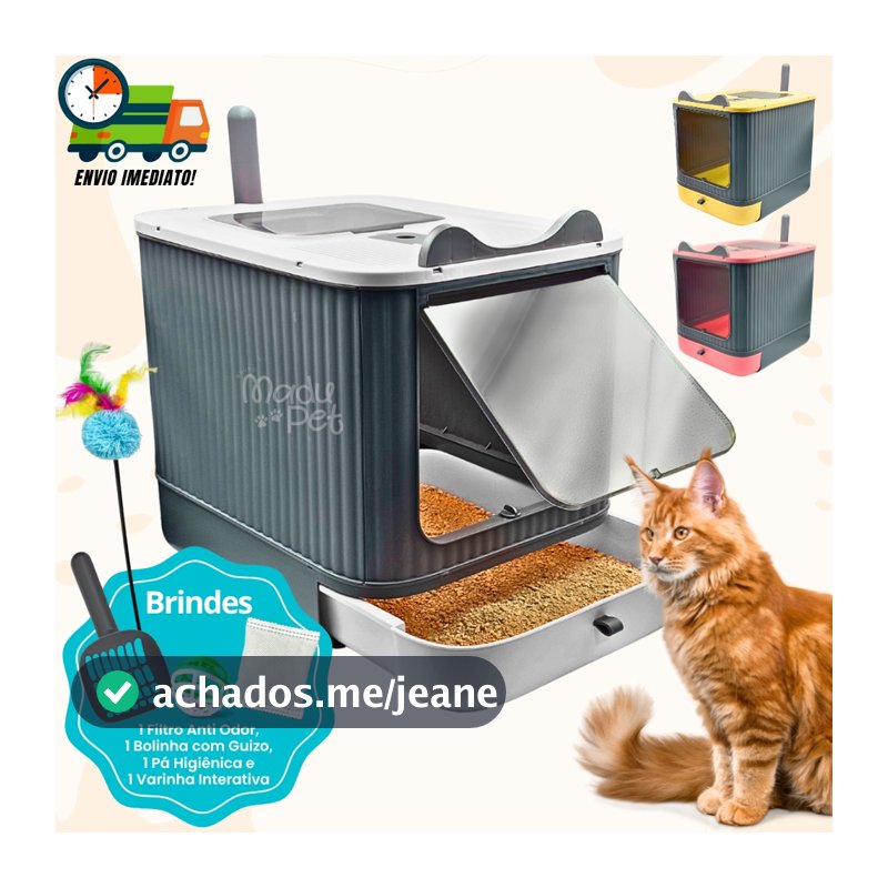 Caixa de Areia Fechada Para Gatos Banheiro Higiênico Luxo Com Gaveta + Pá e Filtro Anti Odor