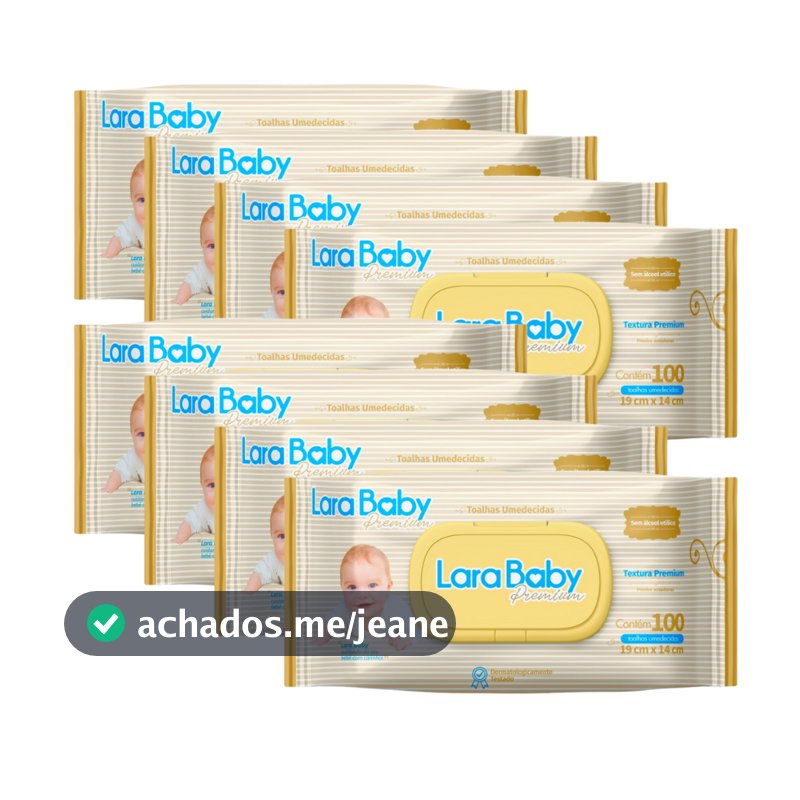 Kit C/8 Lenço Umedecido Lara Baby Premium 100 Unidades Total 800