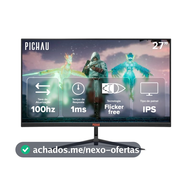Monitor Gamer Pichau Athen V3S, 27 Pol, IPS, FHD, 1ms, 100Hz, HDMI/VGA, PG-ATH27V3S-BL02