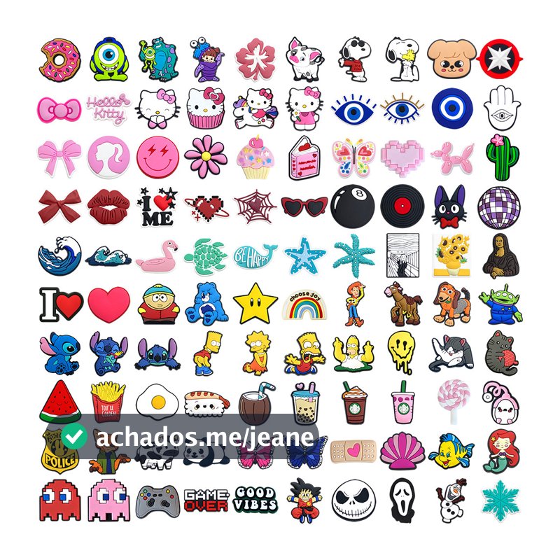 MEIDJ Encantos Para Sapatos 100 Decorações Animais De Desenho Animado Flores Oceano Comida Olho Padrão Acessórios