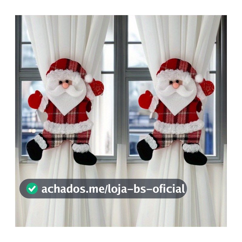 Clipes de Cortina com Tema de Natal, Clipes de Cortina do Papai Noel, Decorações de Férias, Clipes de Cortina de Rena, C
