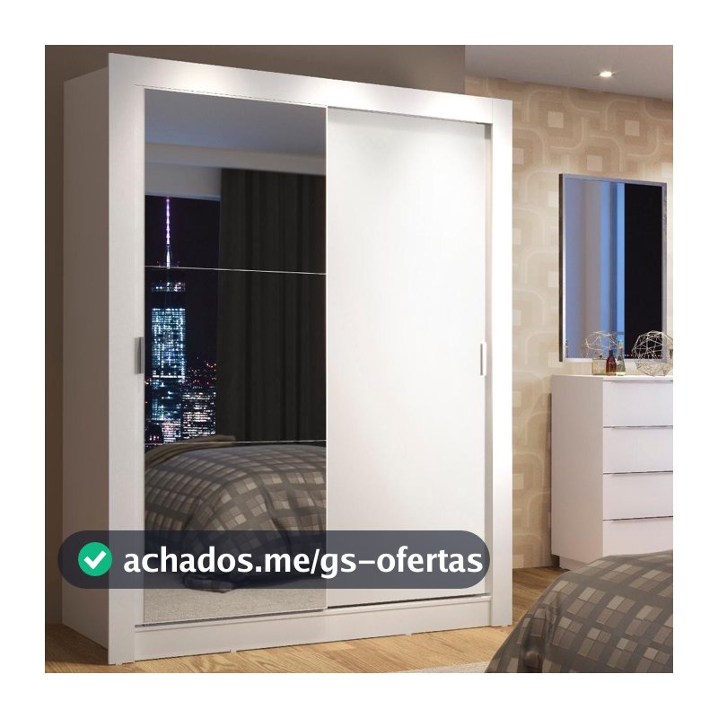 Guarda-Roupa Solteiro Madesa Denver 2 Portas de Correr com Espelho B
