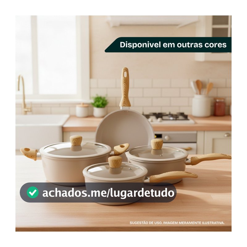 Jogo de Panelas 4 Peças Antiaderente Cerâmica Compatível Fogão Gás e Indução