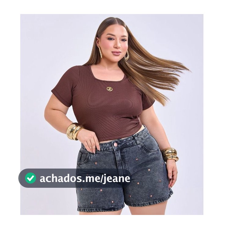 Short Jeans Feminino Plus Size Jeans 100% Cintura Alta Brilho Moda Maior