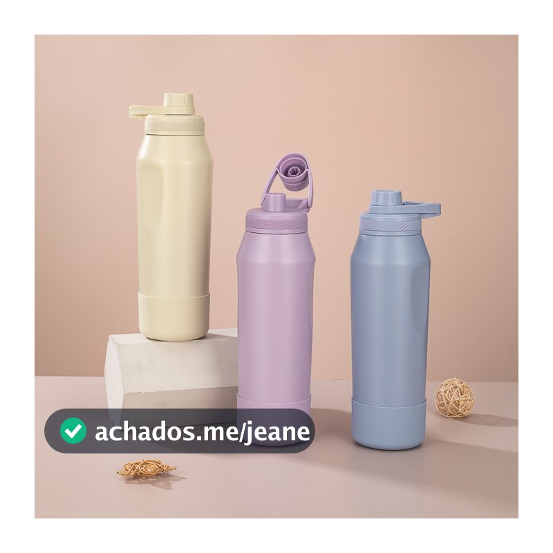 Garrafa Térmica Kubb 650ml 950ml Inox Personalizada Hydra Color com Capa Silicone Academia Esporte Gelada Quente