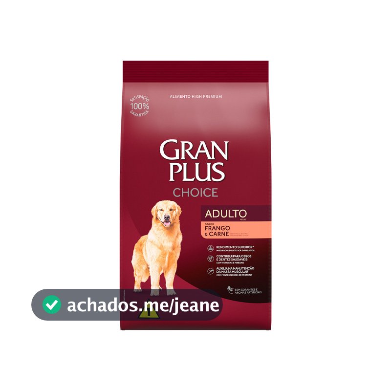 Ração GranPlus Choice Cão Adulto Frango Carne 10,1Kg