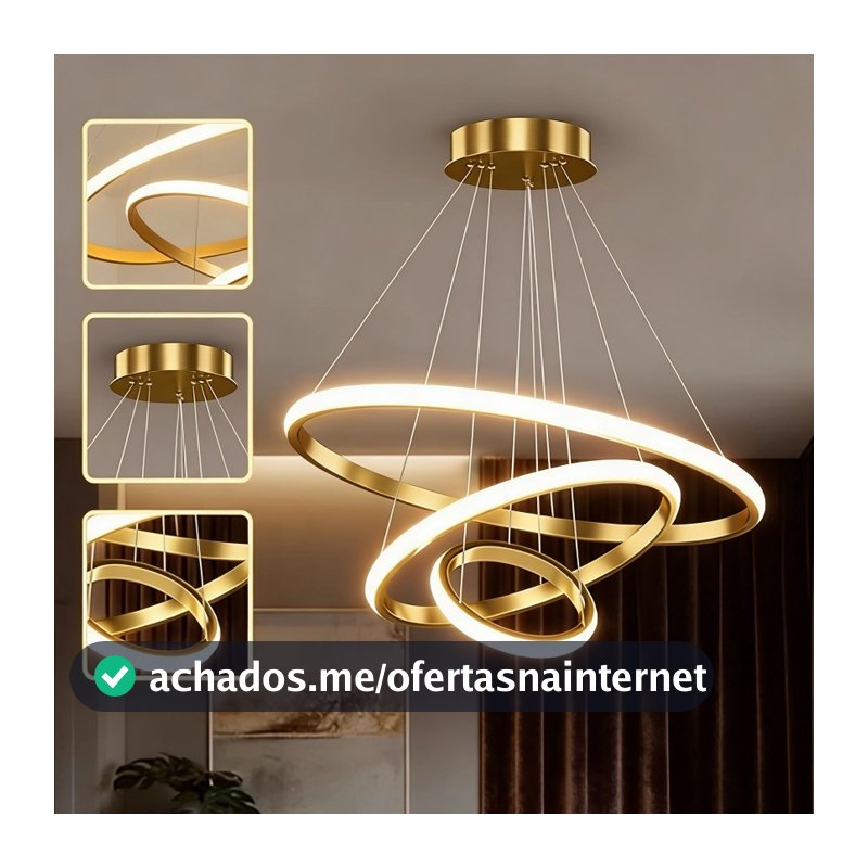 Lustre LED Minimalista Nórdico - 3 Modos de Luz, Ideal para Sala e Cozinha, Iluminação Soft e Econômica O15