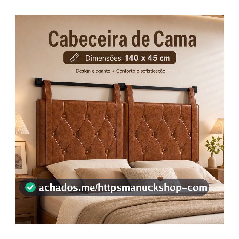 Cabeceira estofada, Cabeceira dupla, Cabeceira de parede, Cabeceira dupla estofada com revestimento em couro sintético
