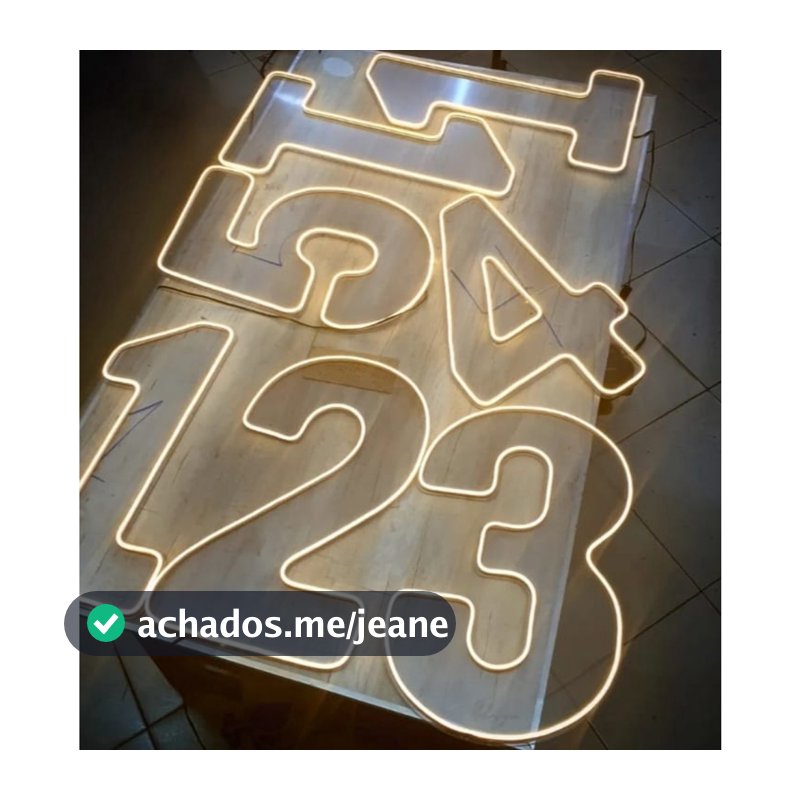 Painel Led Neon Números 0 a 9 Acrílico Cristal 50cm Altura