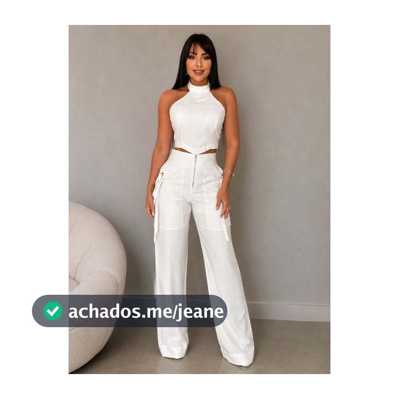 Conjunto Feminino Alfaiataria Cropped e Calça Pantalona Elegante