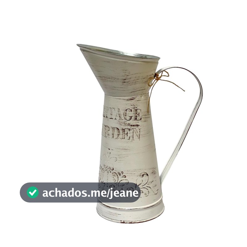 Vaso Jarro Decor Alto de Metal Vintage Bege 27,5 cm