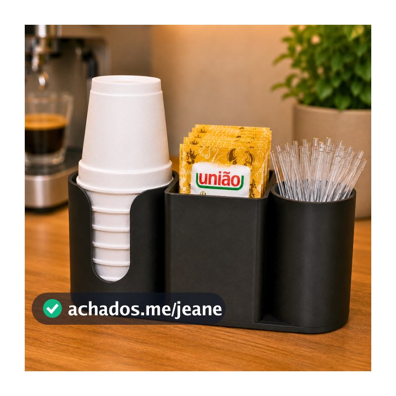 Organizador para Cantinho do Café Porta Copos 70ml Porta Açúcar Porta Mexedor Cozinha Escritório Recepção Mesa