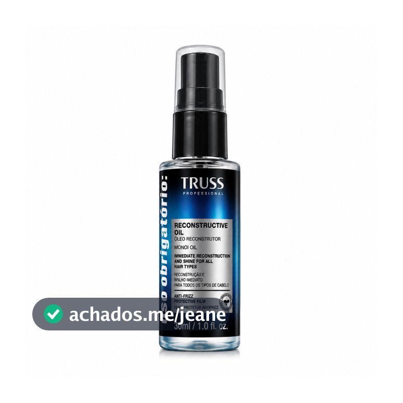 Truss Óleo Capilar Reconstrutor 30ml - Reconstrução e Brilho Imediato, Proteção Térmica, Leve e de Rápida Absorção