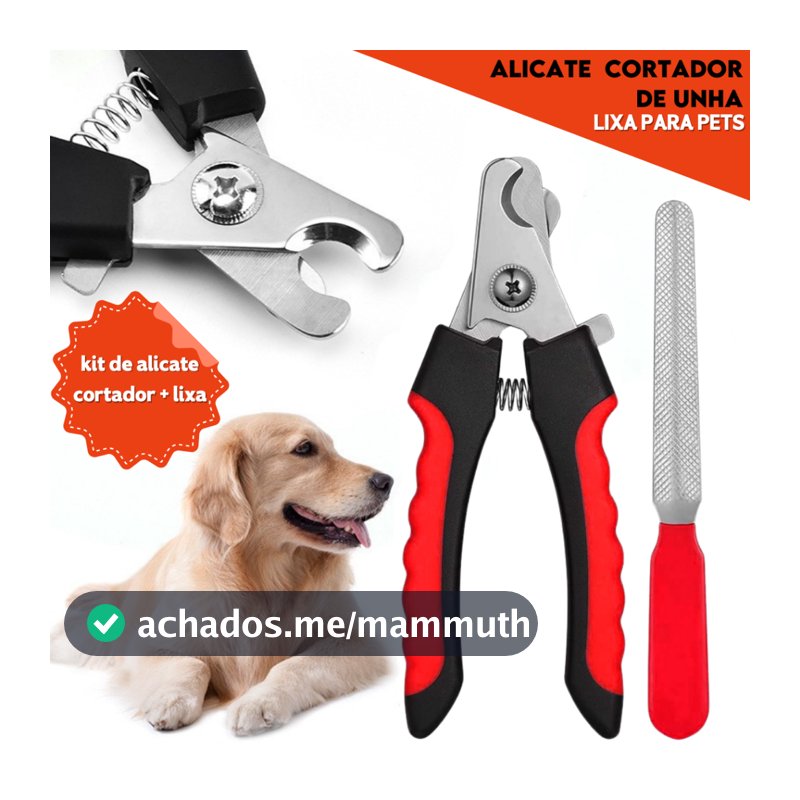 Cortador Unha Pet Alicate Profissional Cães Gatos Aço Inox Trava Segurança Ergonômico Grooming