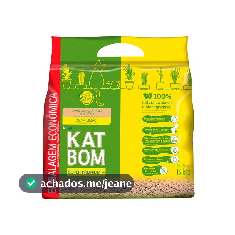 Areia Higiênica Katbom Granulado Para Gatos Capim Limão 6kg