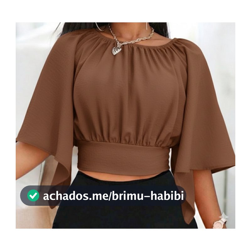 Blusa Feminina Elegante Manga Morcego Tamanho  único veste do G AO G1, Decote Redondo e Cintura Marcada – Tamanho Único
