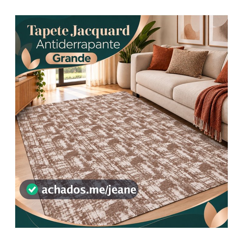 Tapete Jacquard 3,00 m x 2,00 m e 2,00 m x 2,50 m Antiderrapante Geométrico Sala Escritório Quarto