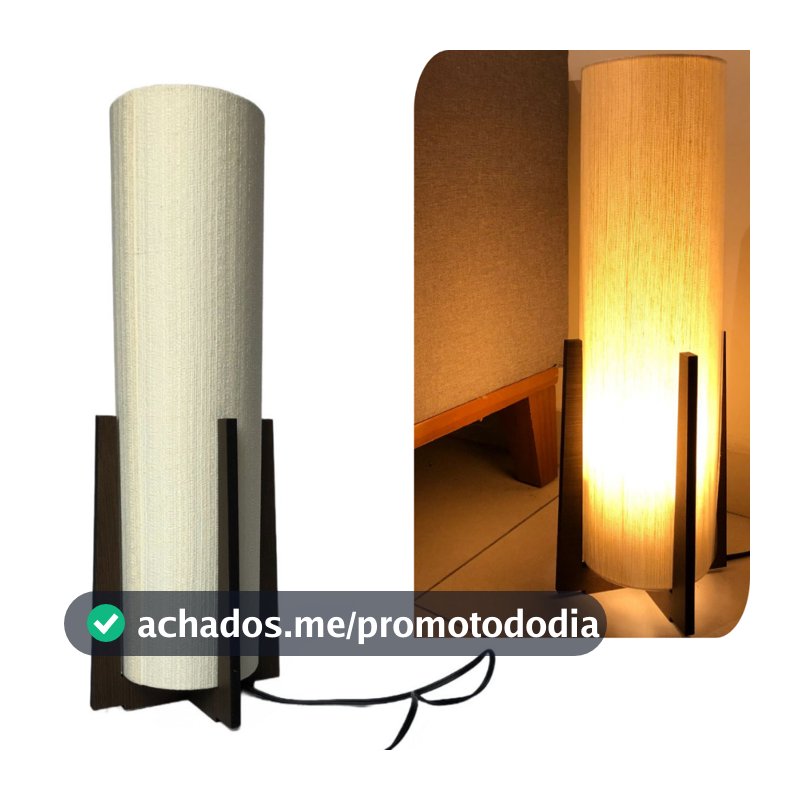 Abajur Luminária de mesa  atlas madeira MDF decoração moderna Bivolt 127/220V Cúpula Tecido Claro