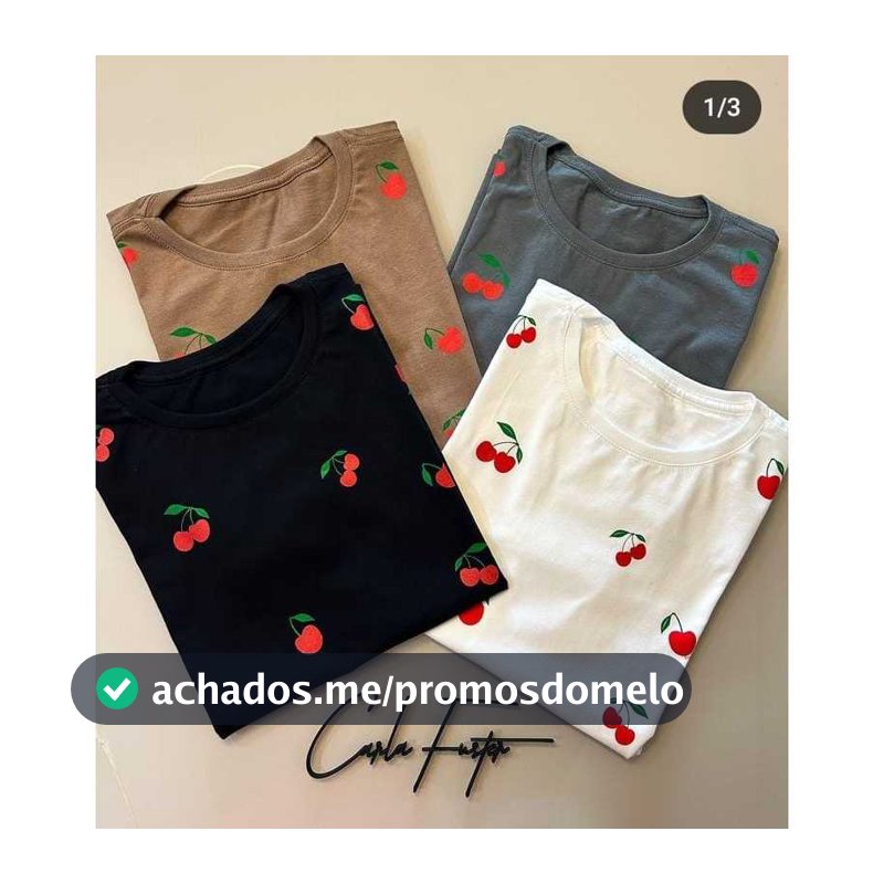 kit 3 blusinha básica baby look camiseta viscorycla estampas variados