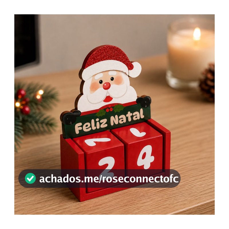Mini Calendário Natalino Papai Noel com Cubos Mdf Decoração de Natal 10cm