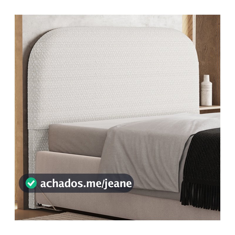 Cabeceira Cama Box Casal 140cm Orgânica Lanna W01 Bouclê Cru - Lyam Decor