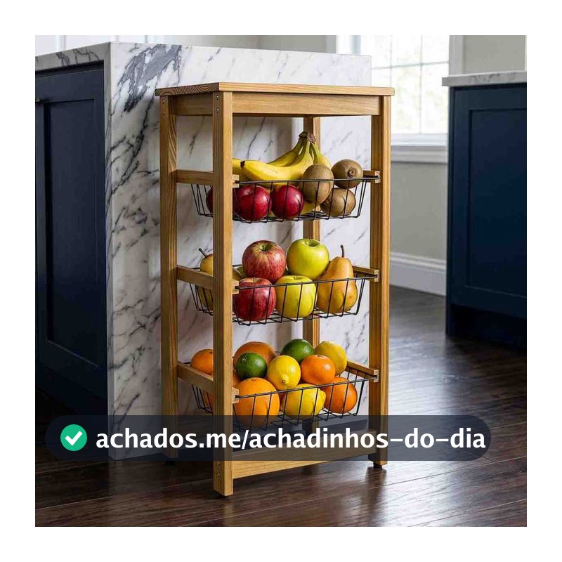 Fruteira Decoração rustica Casa nova Fruteira de cozinha Cesto de madeira Multiuso