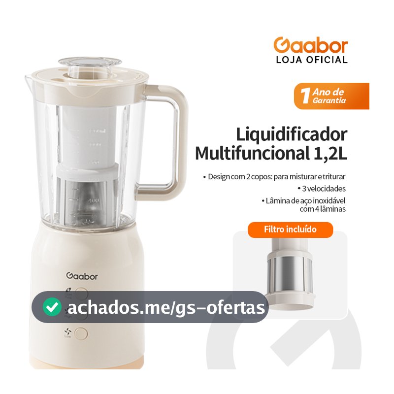 Gaabor Processador 3 em 1 Suco Carne Grão 400W Bivolt 3 Copos Inox JM-12E01A