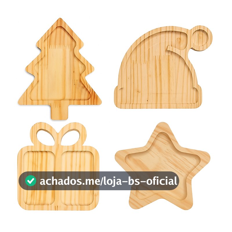 Kit Tábua Petisqueira Natal Para Decoração de Mesa Posta Natalina Pinheiro Estrela Gorro