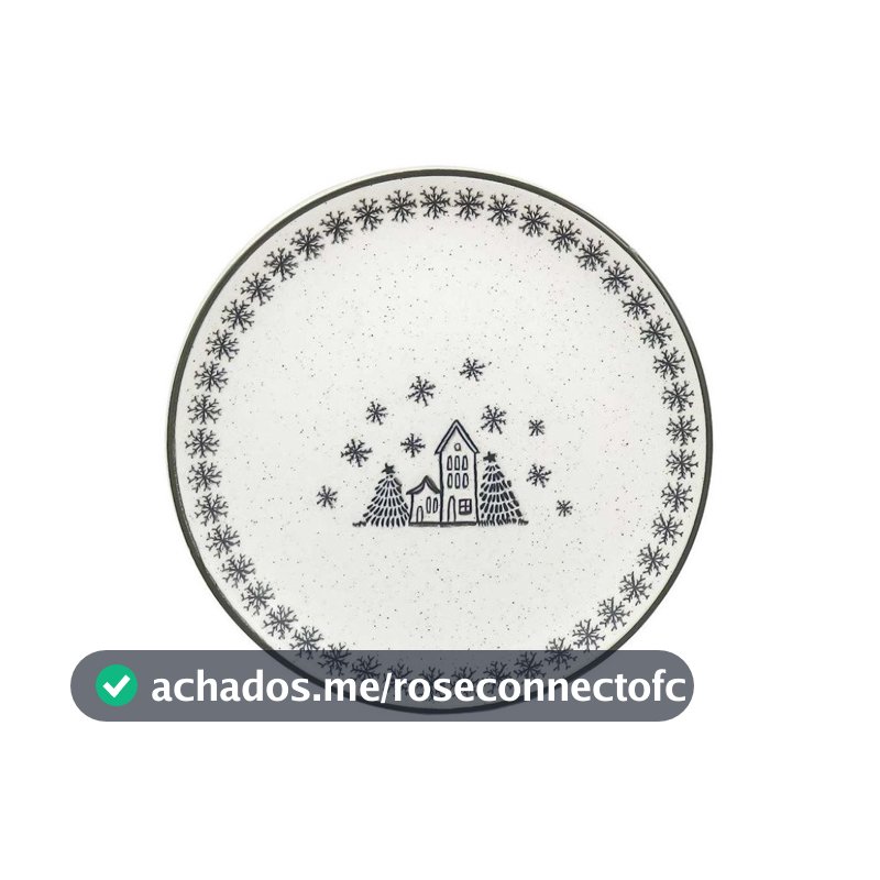 Prato Sobremesa Vilarejo de Natal 20cm Cerâmica Oxford