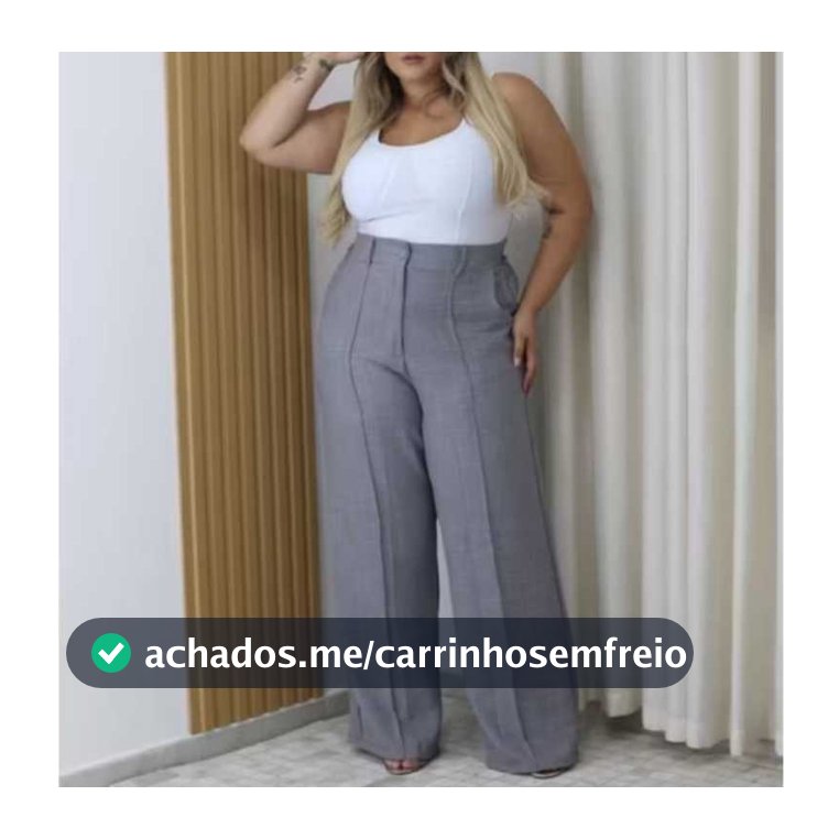 CALÇA PANTALONA FEMININO DUNA WIDE LEG PLUS SIZE COM BOTAO