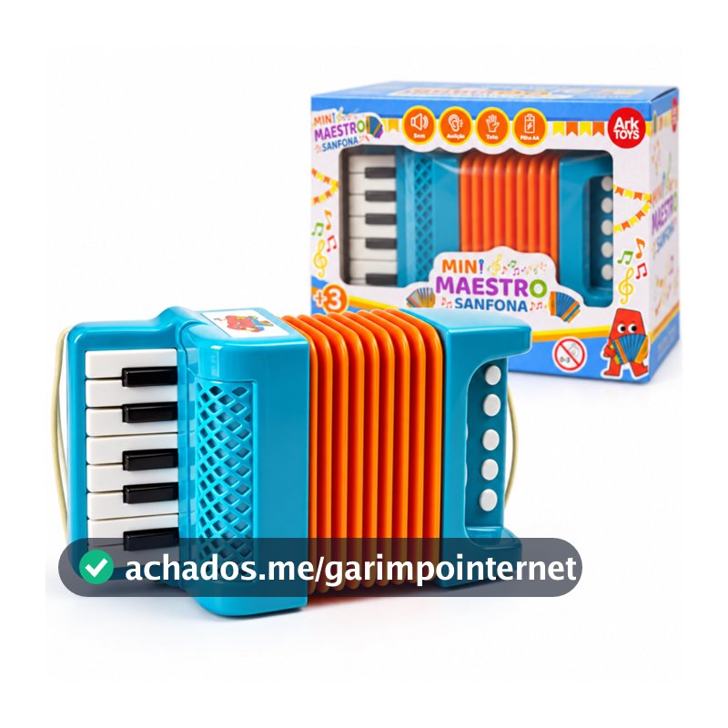 Sanfona Infantil Musical Acordeon  Educativa Com Som + 40 Músicas Gaita Acordeão Brinquedo Interativo Crianças Bebê