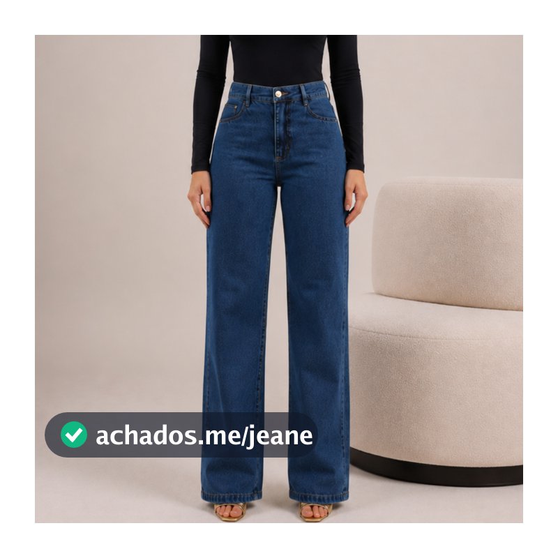 calça wide leg jeans feminina varias cores 100% algodão