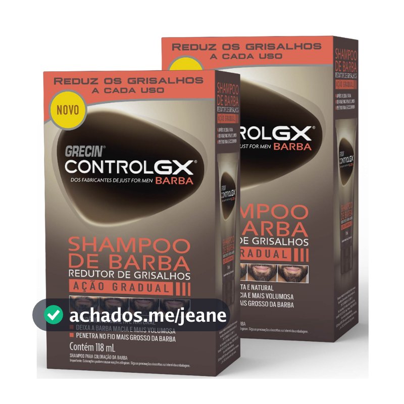 Kit 2x unidades Grecin Control Gx Shampoo De Barba e Redutor Grisalhos - Para todos os tipos de barba. Aparência jovem
