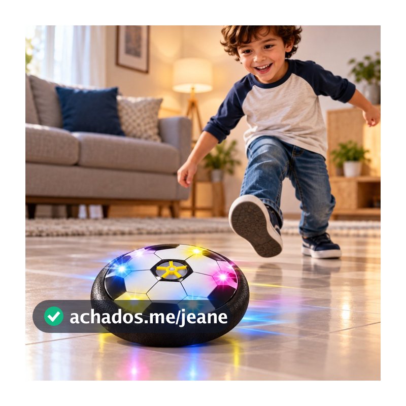 Disco de Futebol Flutuante com Luz LED 15cm – Bola Hover para Brincar em Casa Infantil
