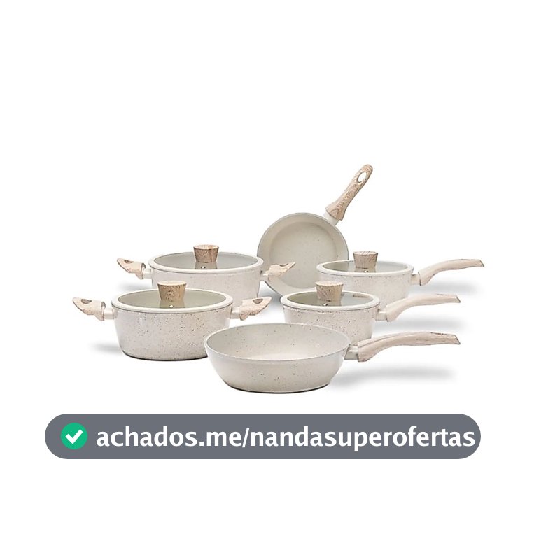 Jogo de Panelas 6 Peças Brinox Antiaderente Ceramic Life Sirius Vanilla e Preto - Com Indução