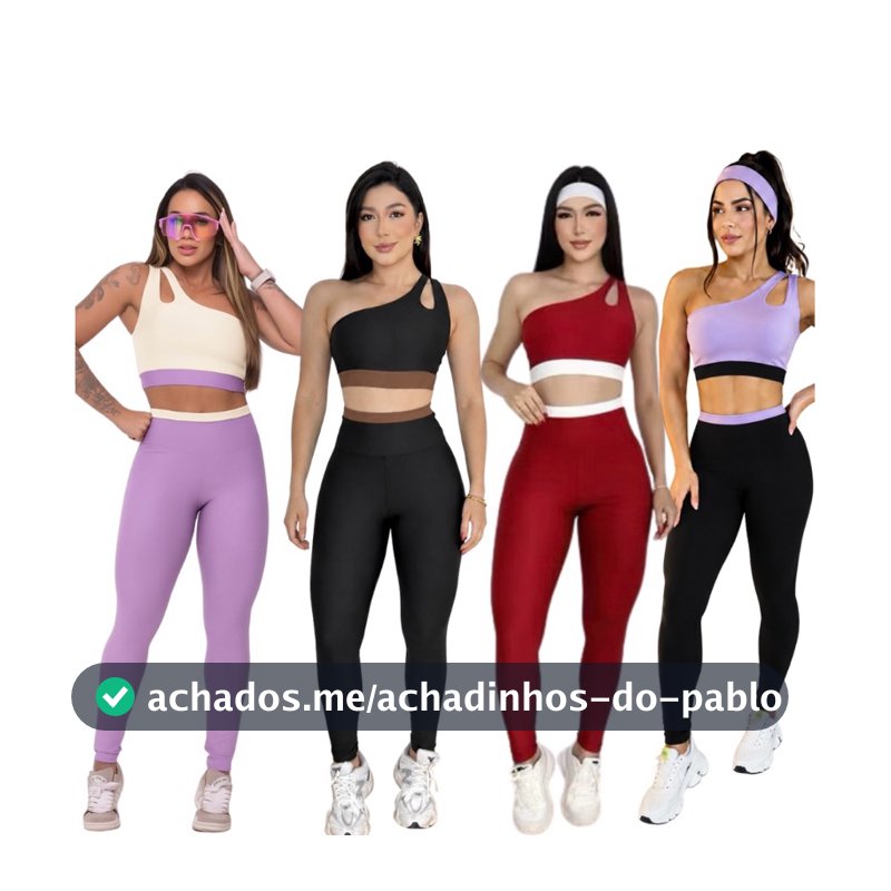 Conjunto Academia Calça e Top Bicolor Fitness Academia Feminina Suplex Premium Zero Transparência