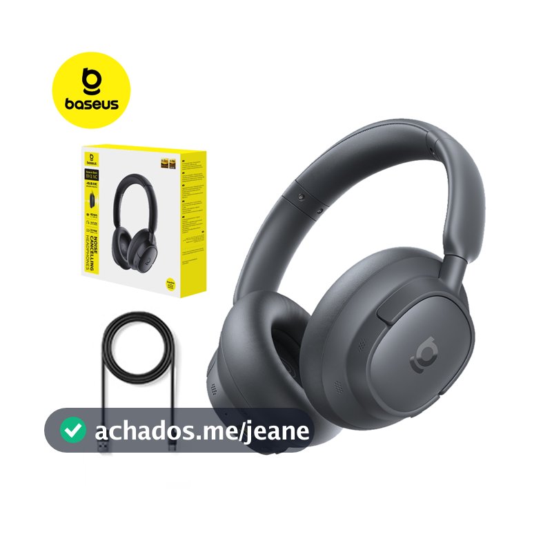 Headphone Baseus BH1 NC Sem Fio Bluetooth 6.0 ANC -45 dB Graves Fortes 80h Bateria Som Hi-Res