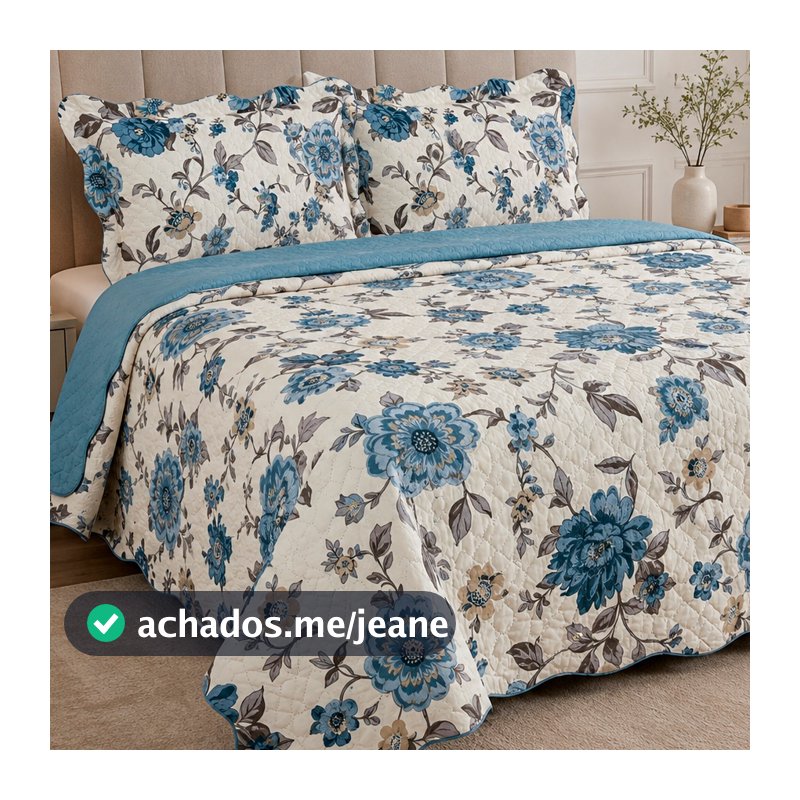 Kit Cobre Leito 3 Peças Estampado Dupla Face Percal 150 Fios Capricho