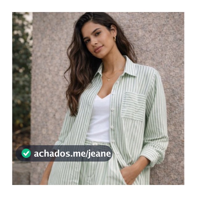 Conjunto LISTRADO 2 Peças Crepe Camisa manga longa e short casual Botão - Inverno Verão