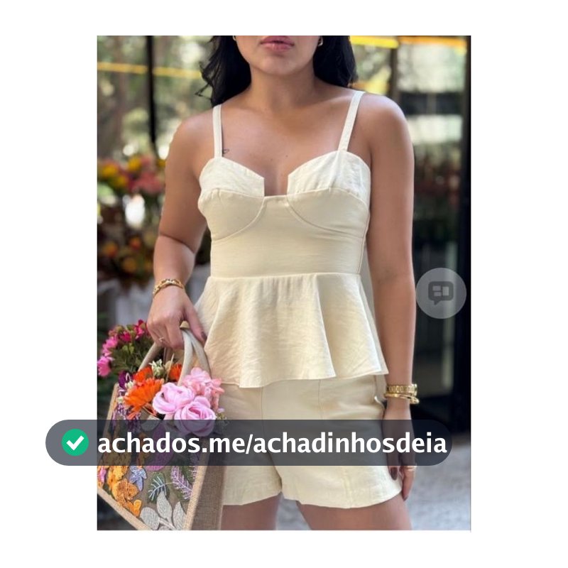 Conjutonto Feminino Cropped Peplum Com Alças + Short Alafataria Marrante Moda Verao Elegante Casual