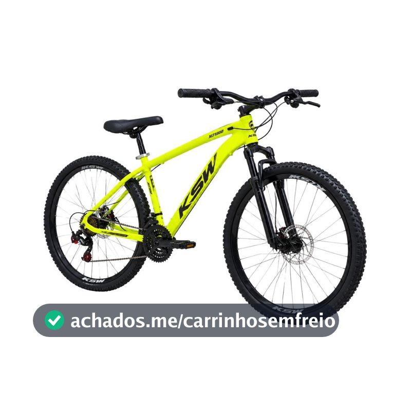 Bicicleta Aro 29 Ksw Alumínio 21v Amarelo Serttel Limão Preto Bike Esporte