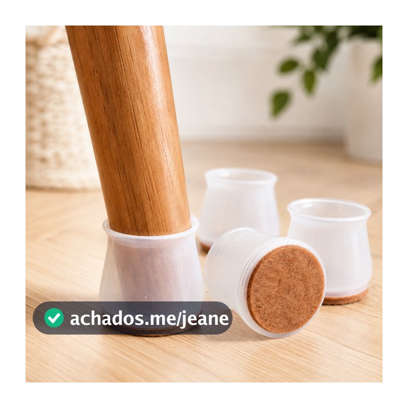 Kit Protetor Silicone Pé De Cadeira Com Feltro Antirrisco Anti Ruído Para Piso Mesa